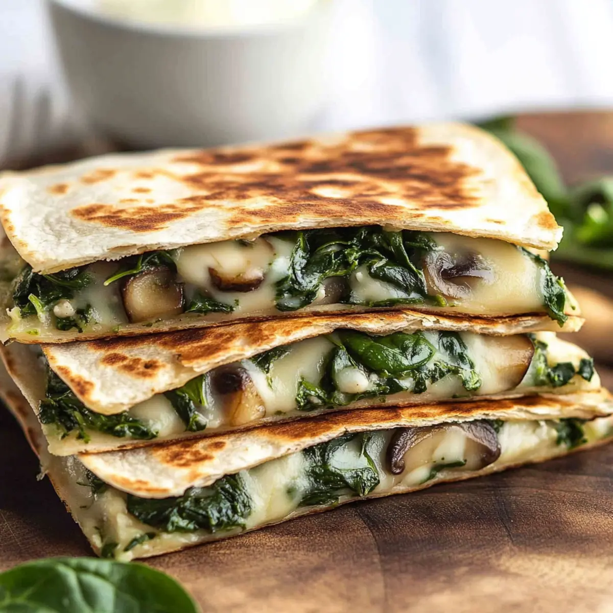 Baked Spinach Mushroom Quesadillas