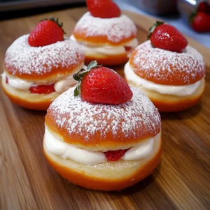 Strawberry Cream-Filled Doughnuts