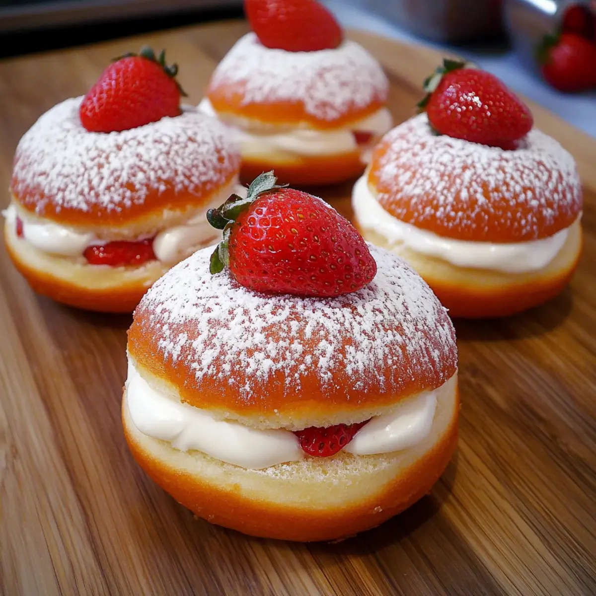 Strawberry Cream-Filled Doughnuts