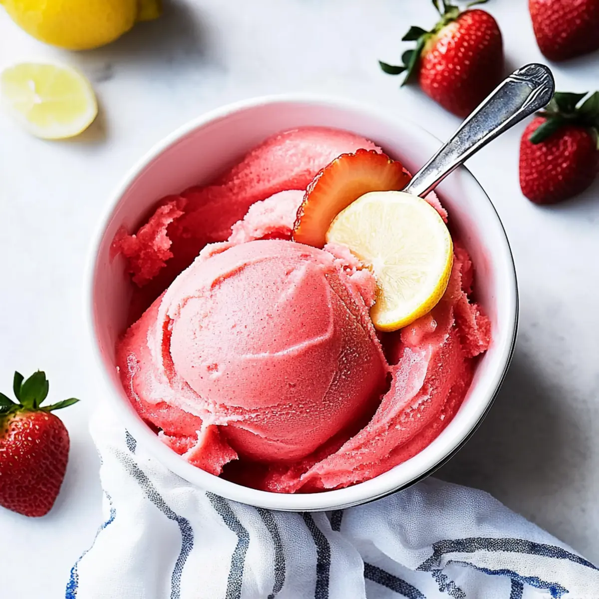 Strawberry Lemon Sorbet