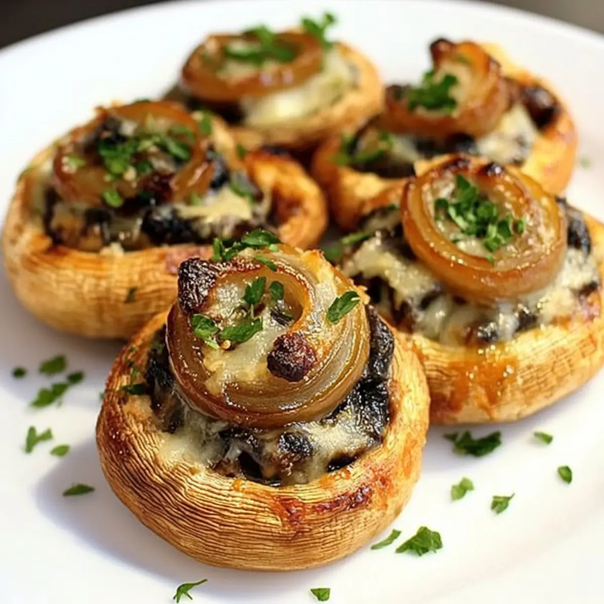 Caramelized Onion & Gruyère Stuffed Mushrooms