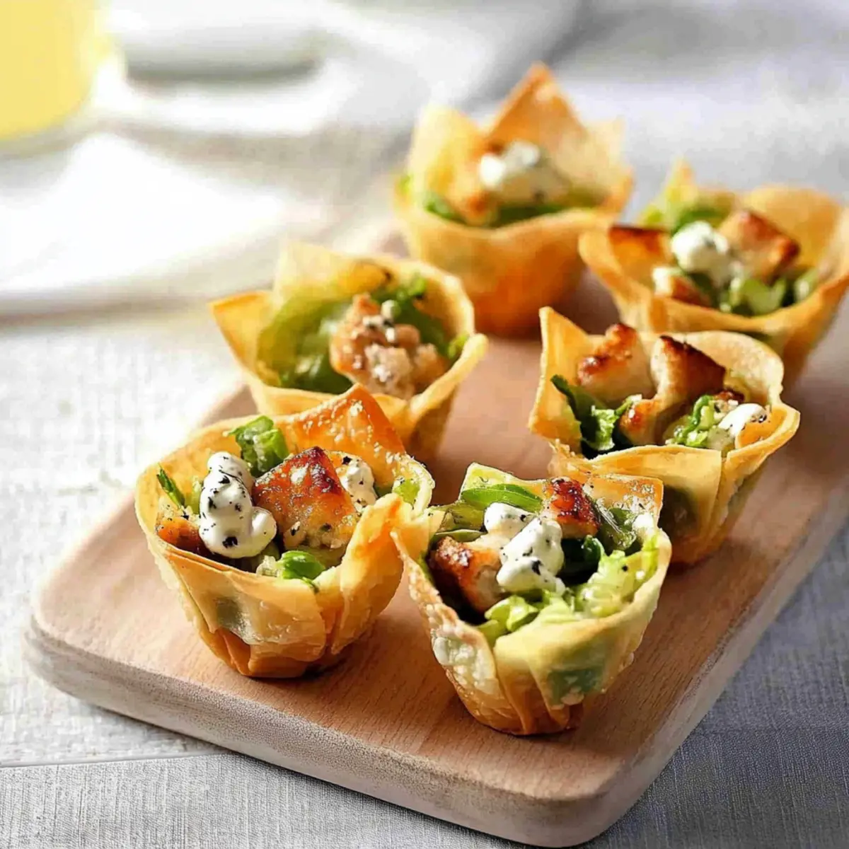 Delicious Caesar Salad Wonton Cups Appetizer Recipe to Impress