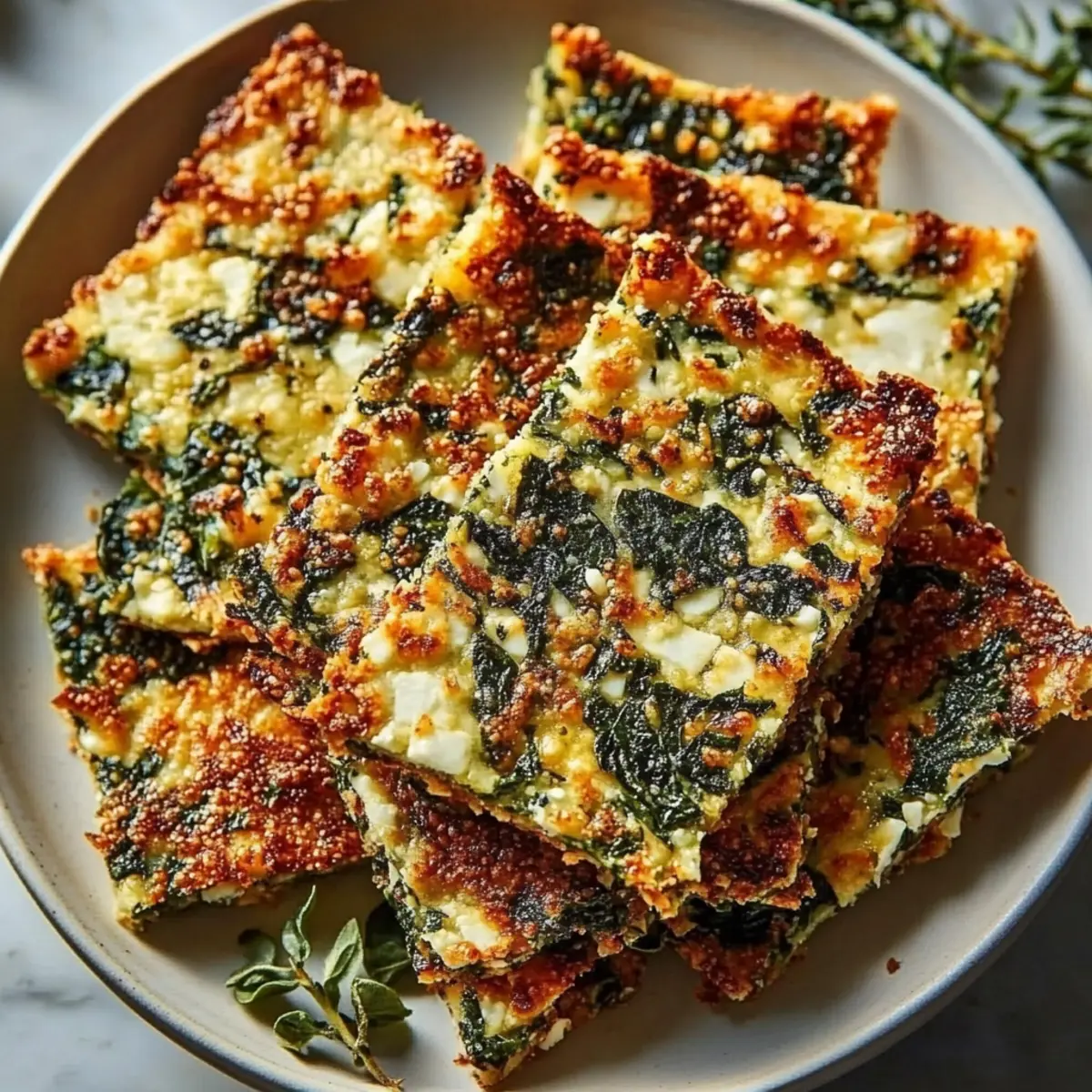 Baked Spinach Feta Crisps