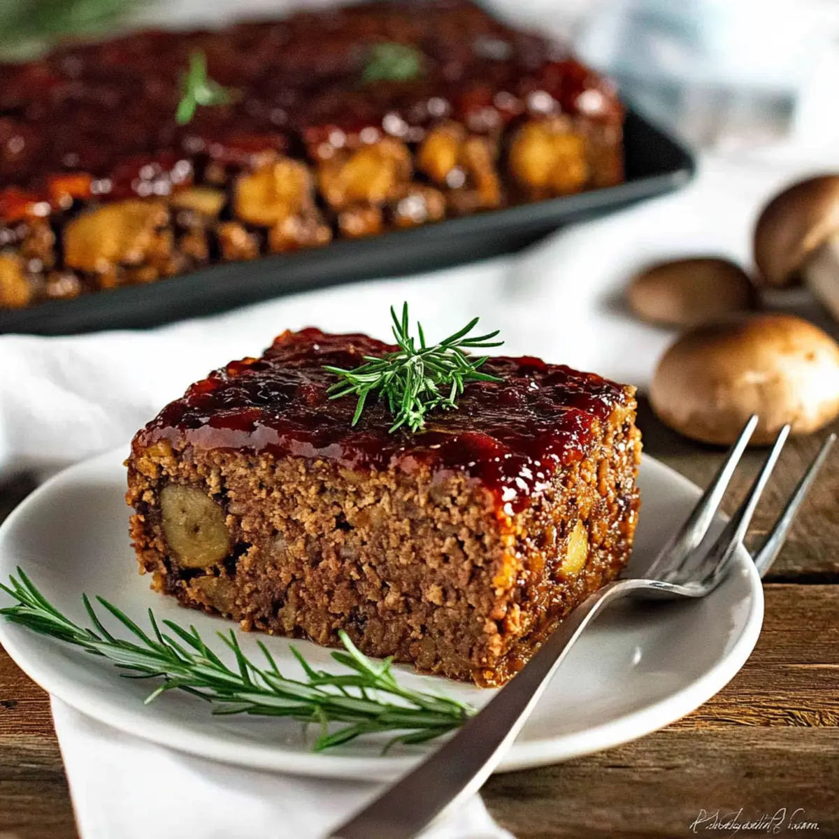 Delicious Vegan Mushroom Meatloaf with Savory Ketchup Glaze