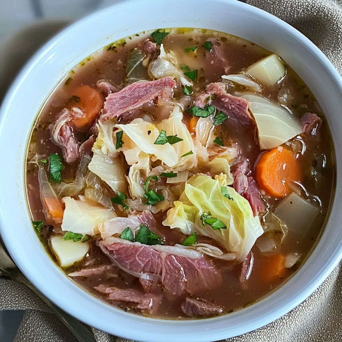 Corned Beef & Cabbage Rustic Soup