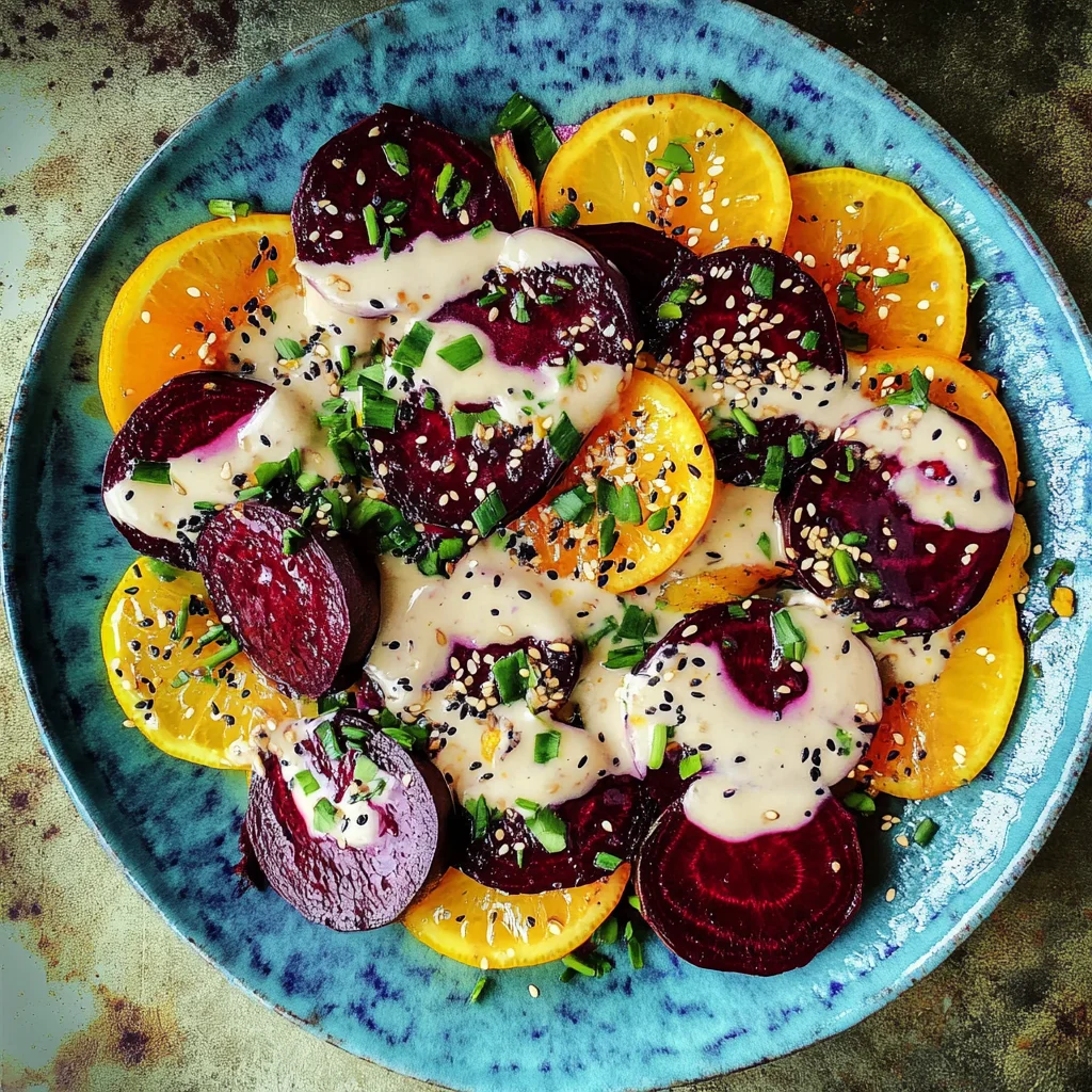 Roasted Beet Salad with Tahini Lemon Sauce: Vibrant Delight