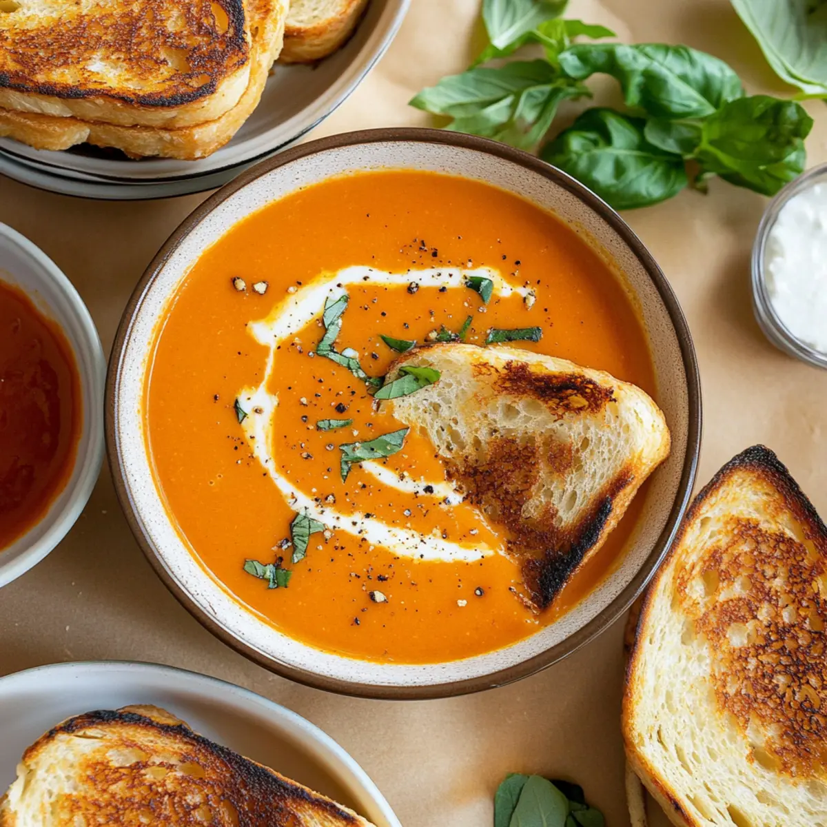 Roasted Tomato Soup with Grilled Cheese