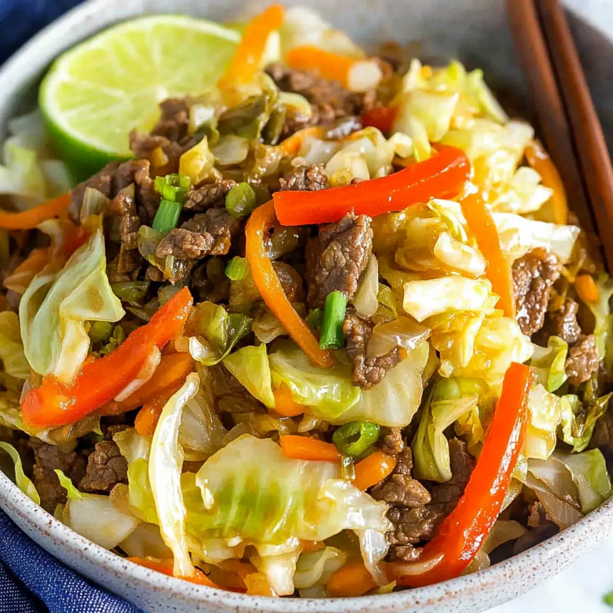 Asian-style stir-fried cabbage with beef