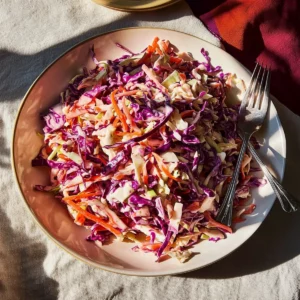 Vegan coleslaw with red cabbage