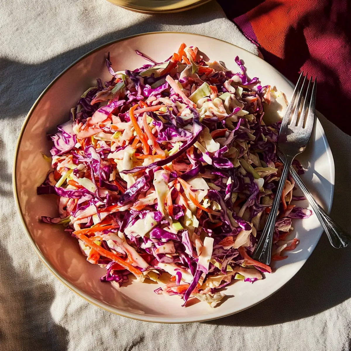 Vegan coleslaw with red cabbage