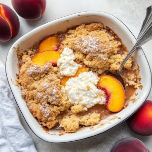 Peach bowl cobbler style with cottage cheese