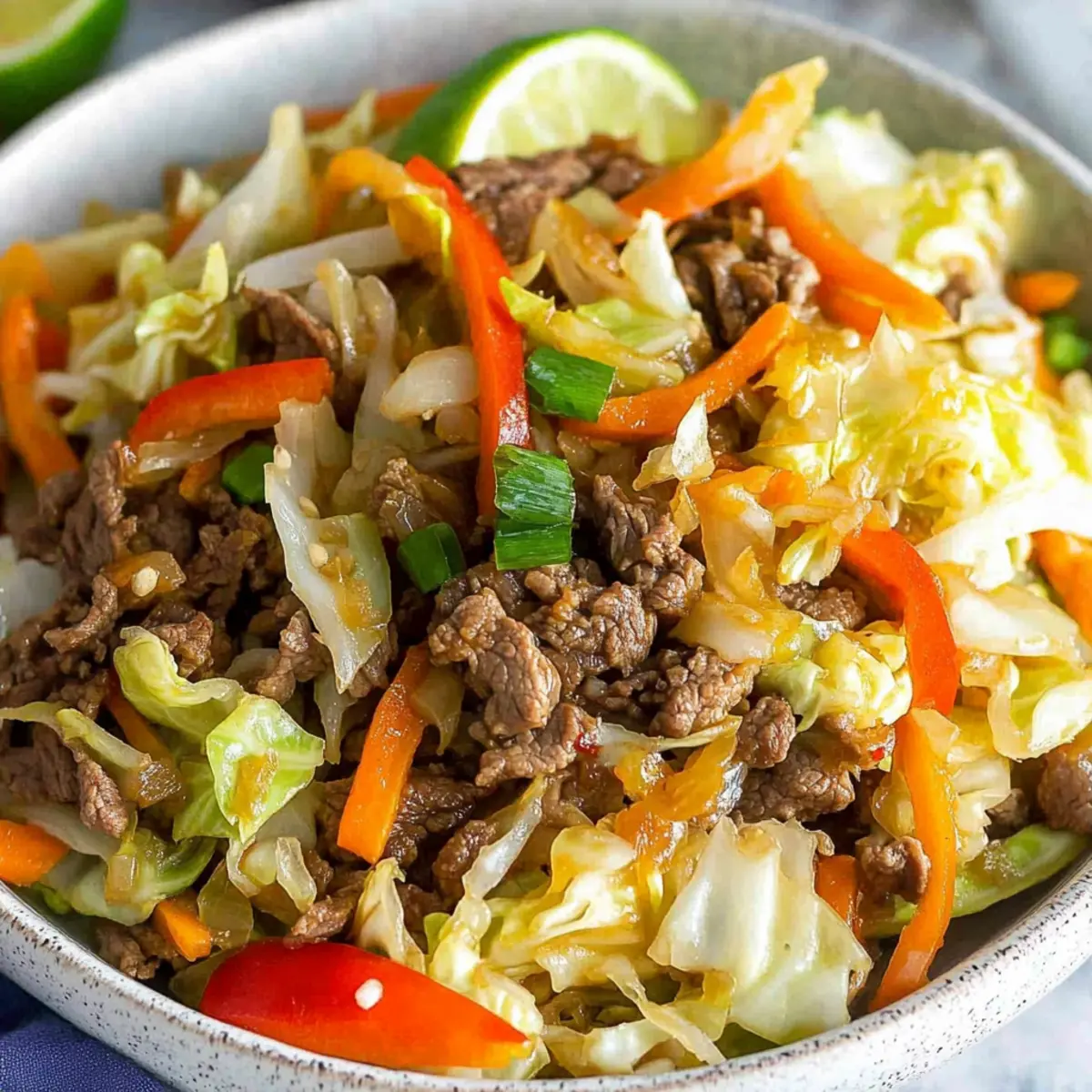 Asian-style stir-fried cabbage with beef
