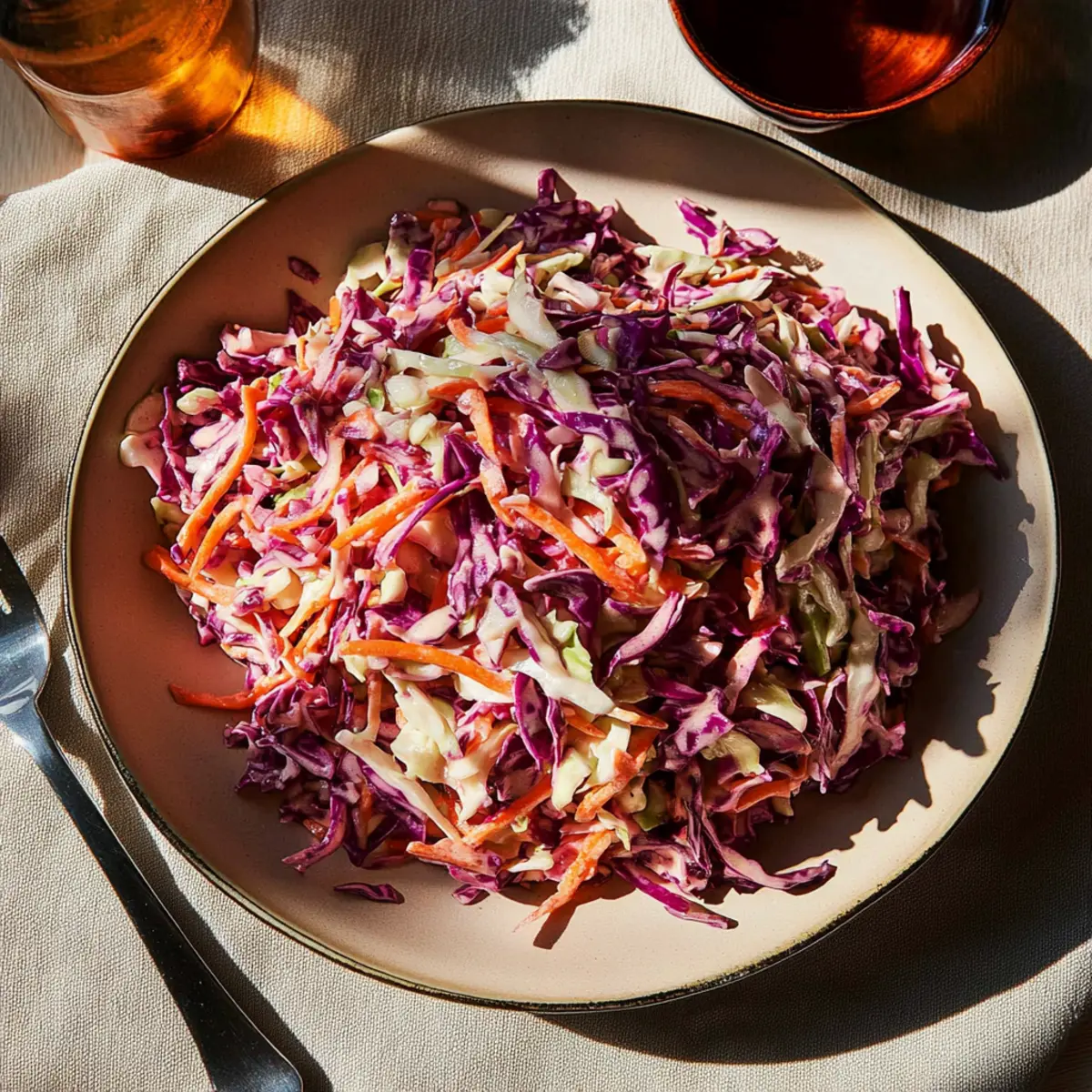 Vegan coleslaw with red cabbage