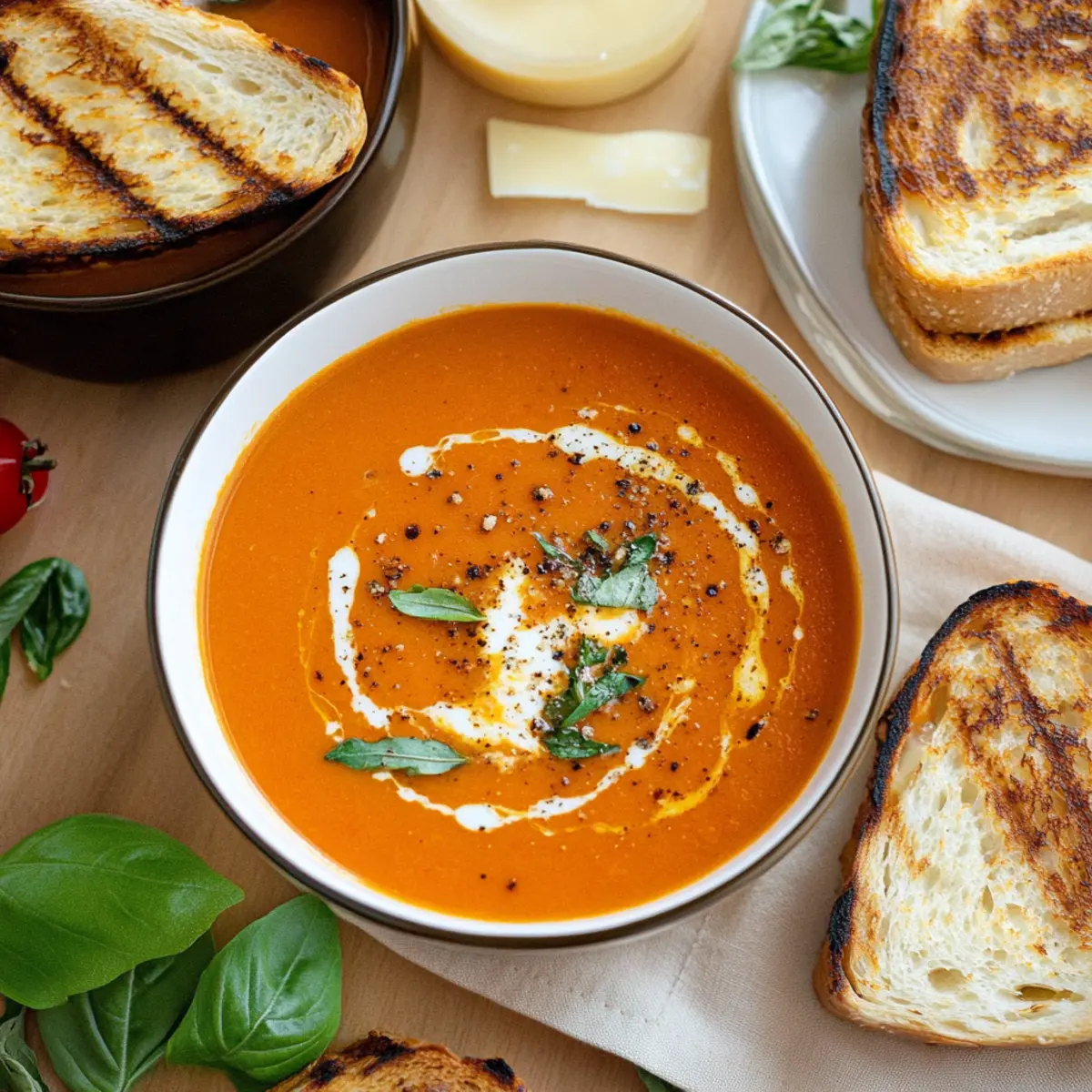 Roasted Tomato Soup with Grilled Cheese