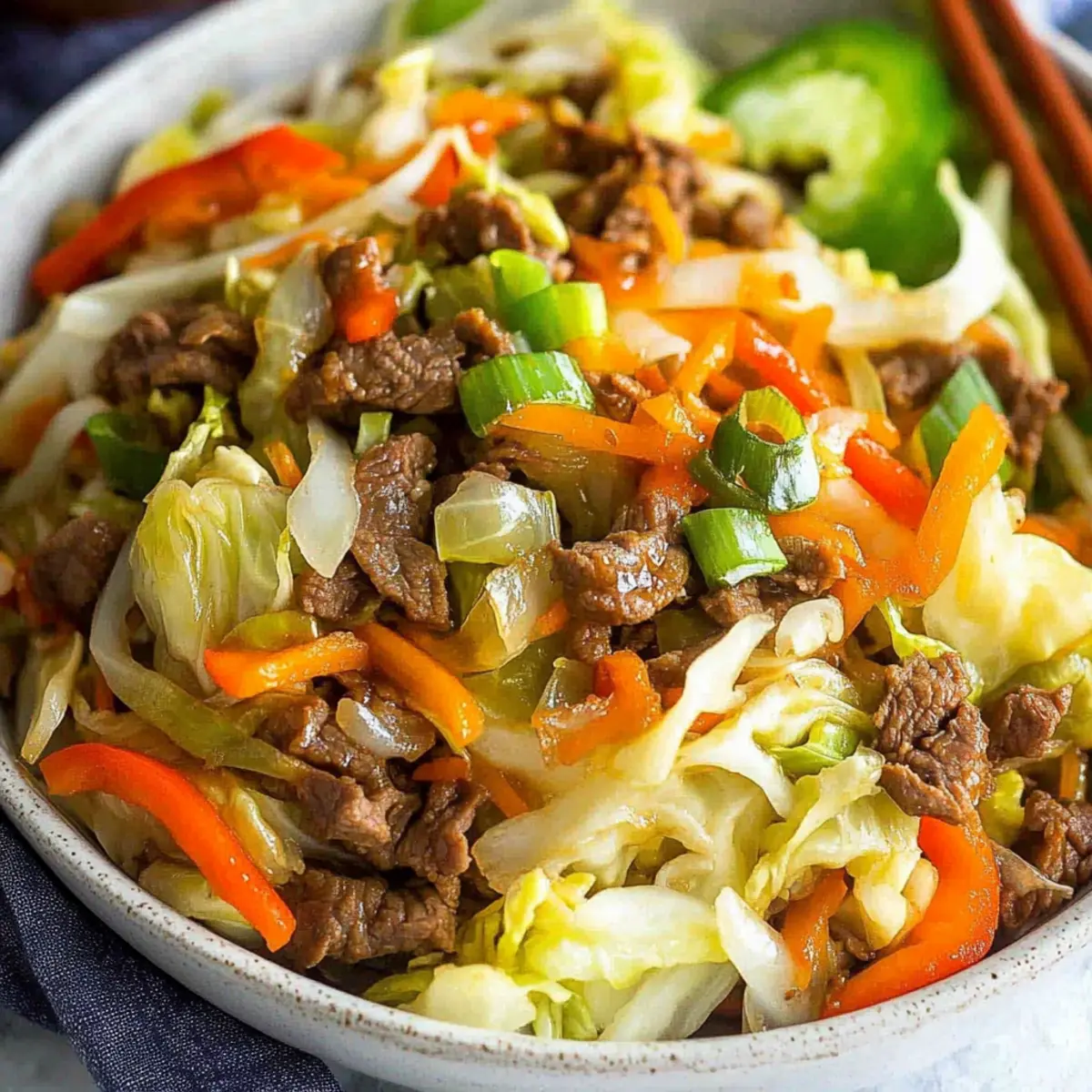Asian-style stir-fried cabbage with beef