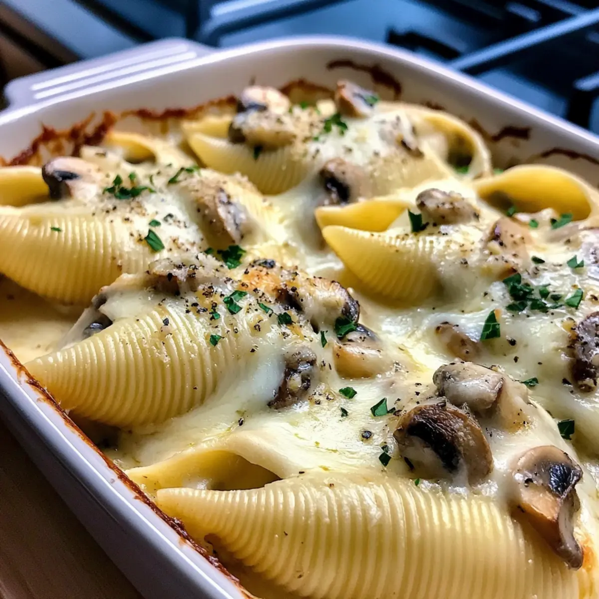 Creamy Garlic Mushroom Stuffed Shells