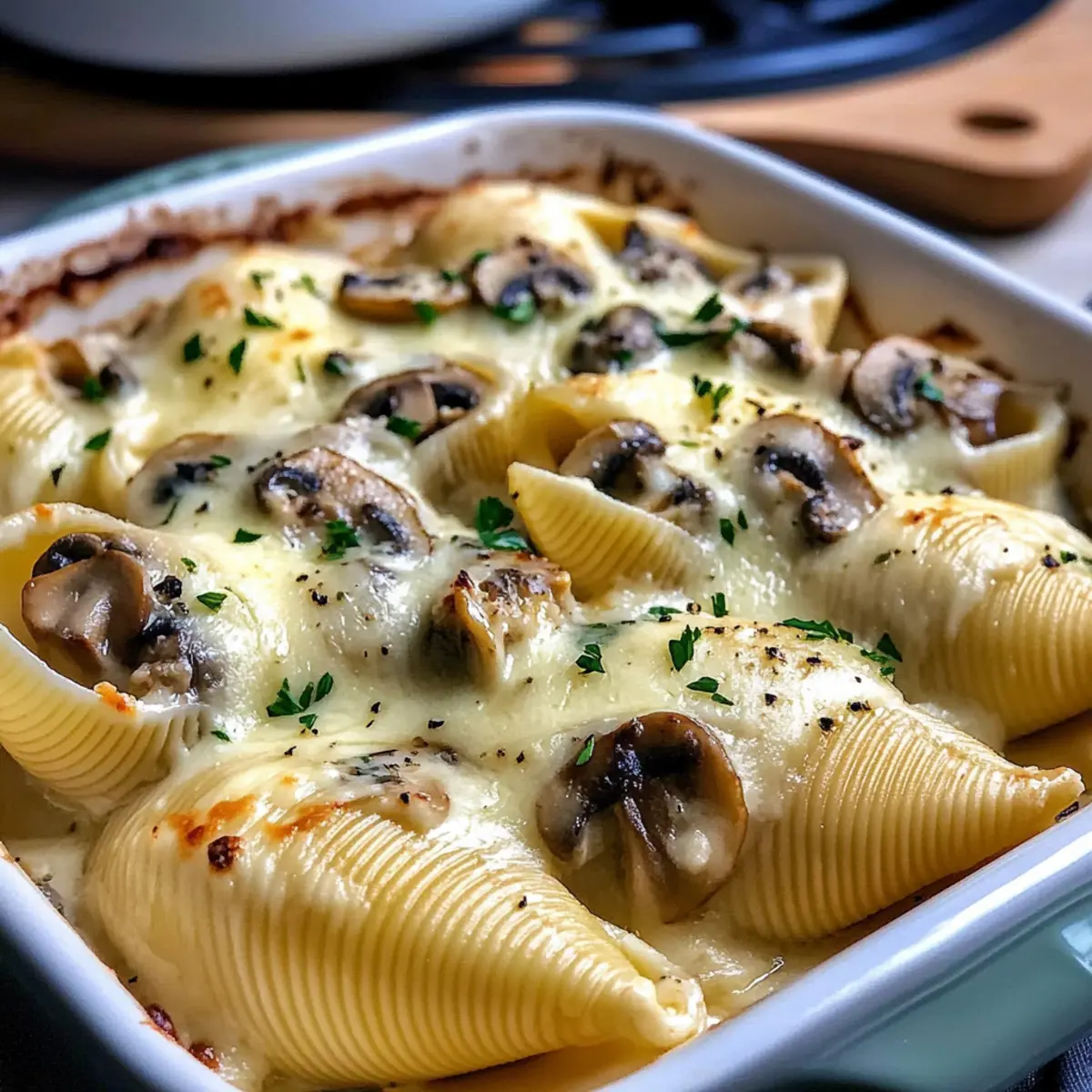 Creamy Garlic Mushroom Stuffed Shells