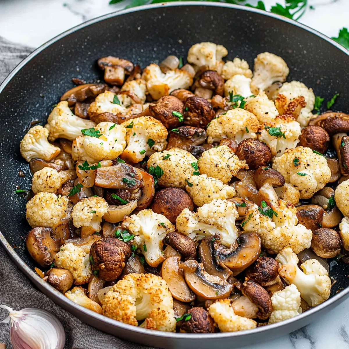 Garlic Mushroom & Cauliflower Skillet