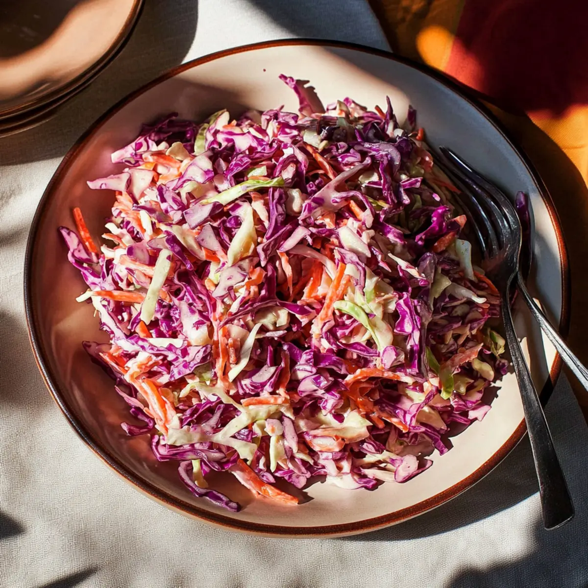 Vegan coleslaw with red cabbage