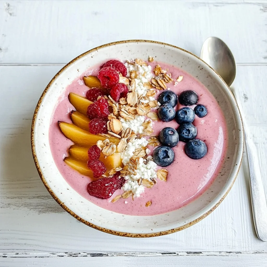 Smoothie bowl pêche & cottage cheese: Creamy Delight Awaits