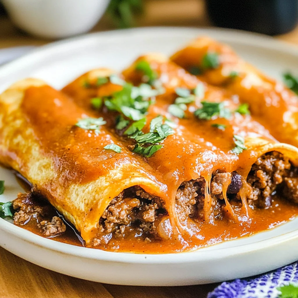ground beef enchiladas with red sauce: Cozy Flavor Explosion