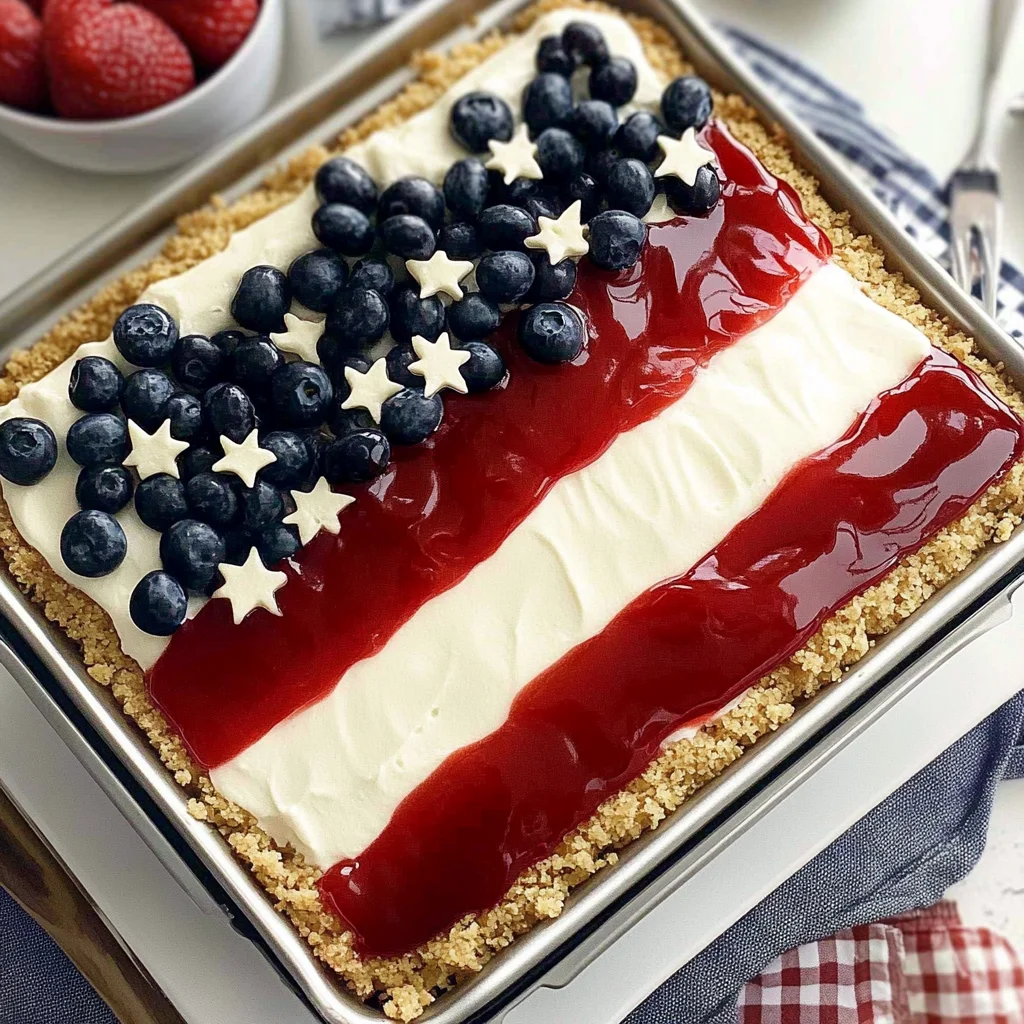 American Flag Cake No-Bake Cheesecake: Festive & Delicious