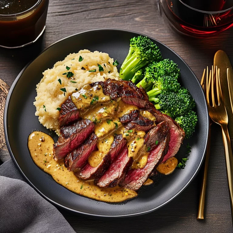 Bavette Steak & Roasted Garlic Pan Sauce: Juicy Delight