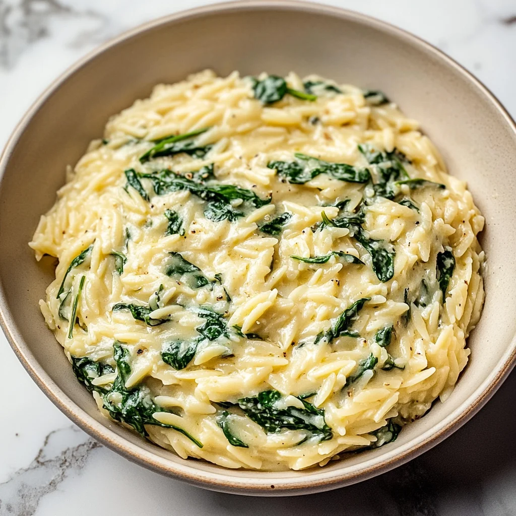 Creamy Garlic Spinach Orzo: Cozy and Indulgent Delight