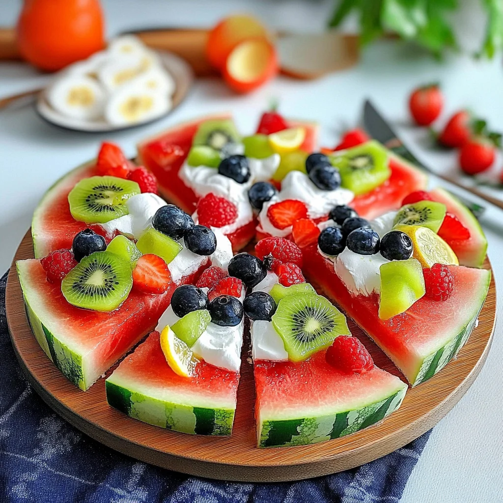 Watermelon Pizza with Yogurt & Fruits: Refreshing Delight